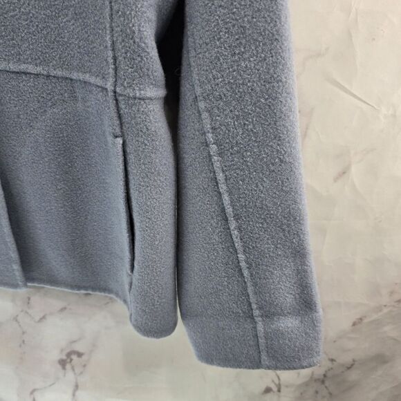 Eileen Fisher Jacket Womens Medium Blue Boiled Wool Cashmere Felted Coat Mock - Picture 3 of 8